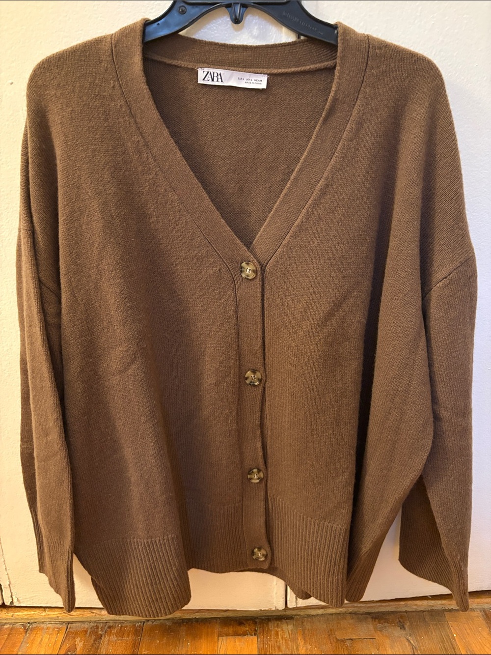 Zara Brown Button-Front V-Neck Cardigan Size Large